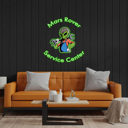 Mars Rover Service Center - Premium Neon Artwork