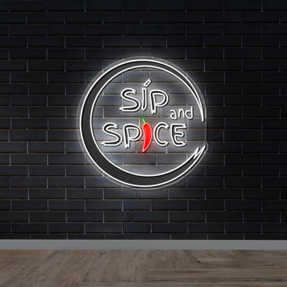 Sip and Spice - Premium Neon Artwork