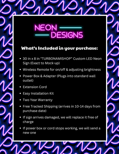 TURBONAMISHOP - Premium Neon Artwork