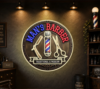 MAN'S BARBER - Premium Neon Artwork