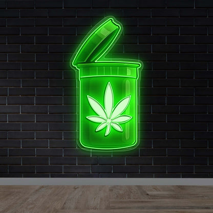 Cannabis Jar - Premium Neon Artwork