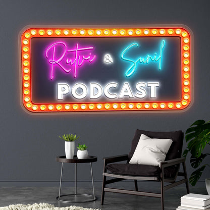 Rutvi and Sunil PODCAST - Premium Neon Artwork