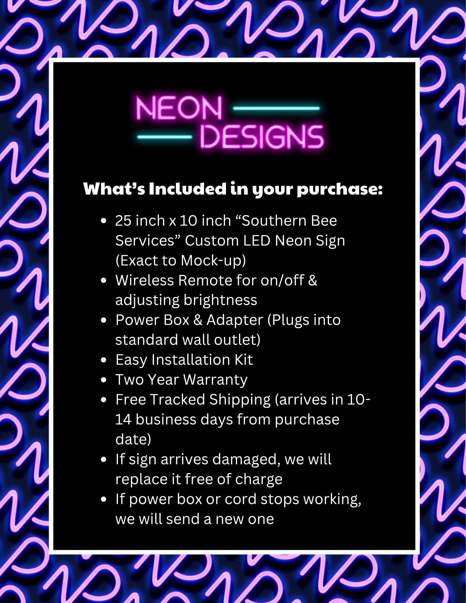 Southern Bee Services - Premium Neon Artwork