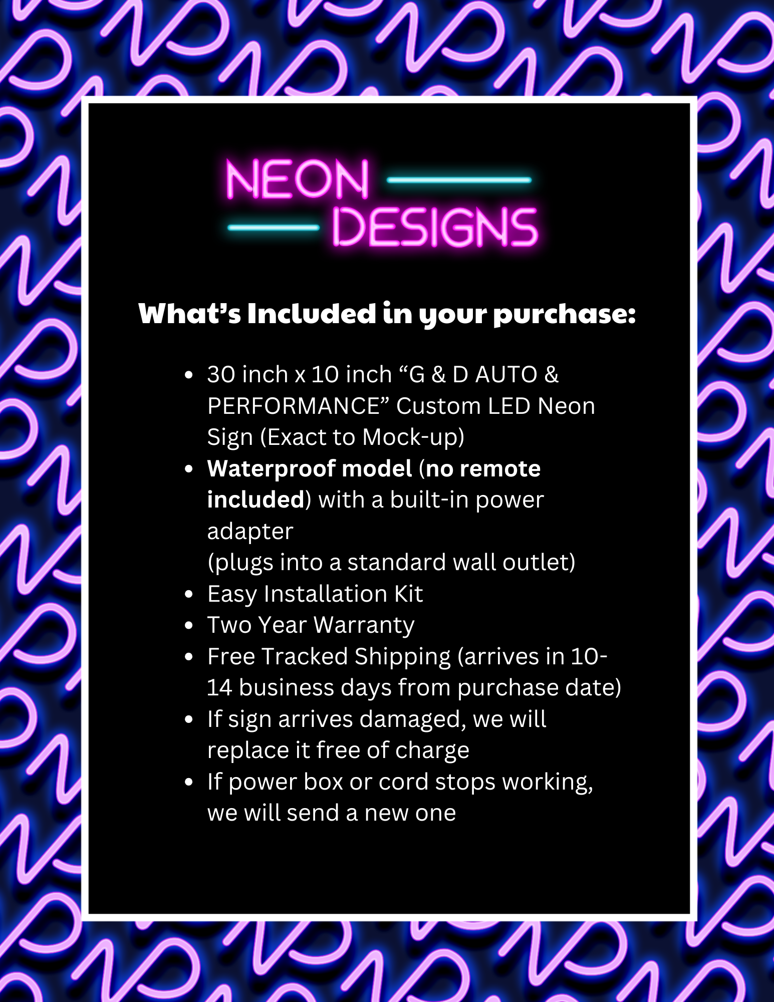 G & D AUTO & PERFORMANCE - Premium Neon Artwork