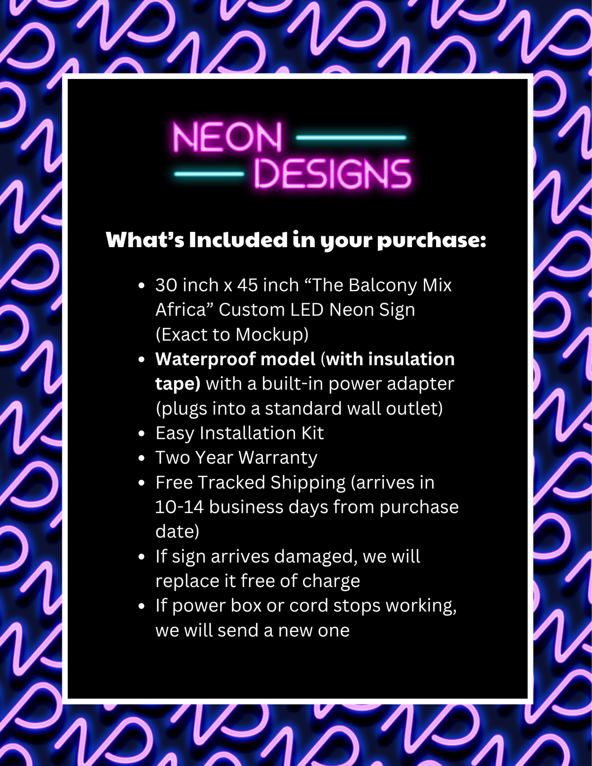 The Balcony Mix Africa - Premium Neon Artwork