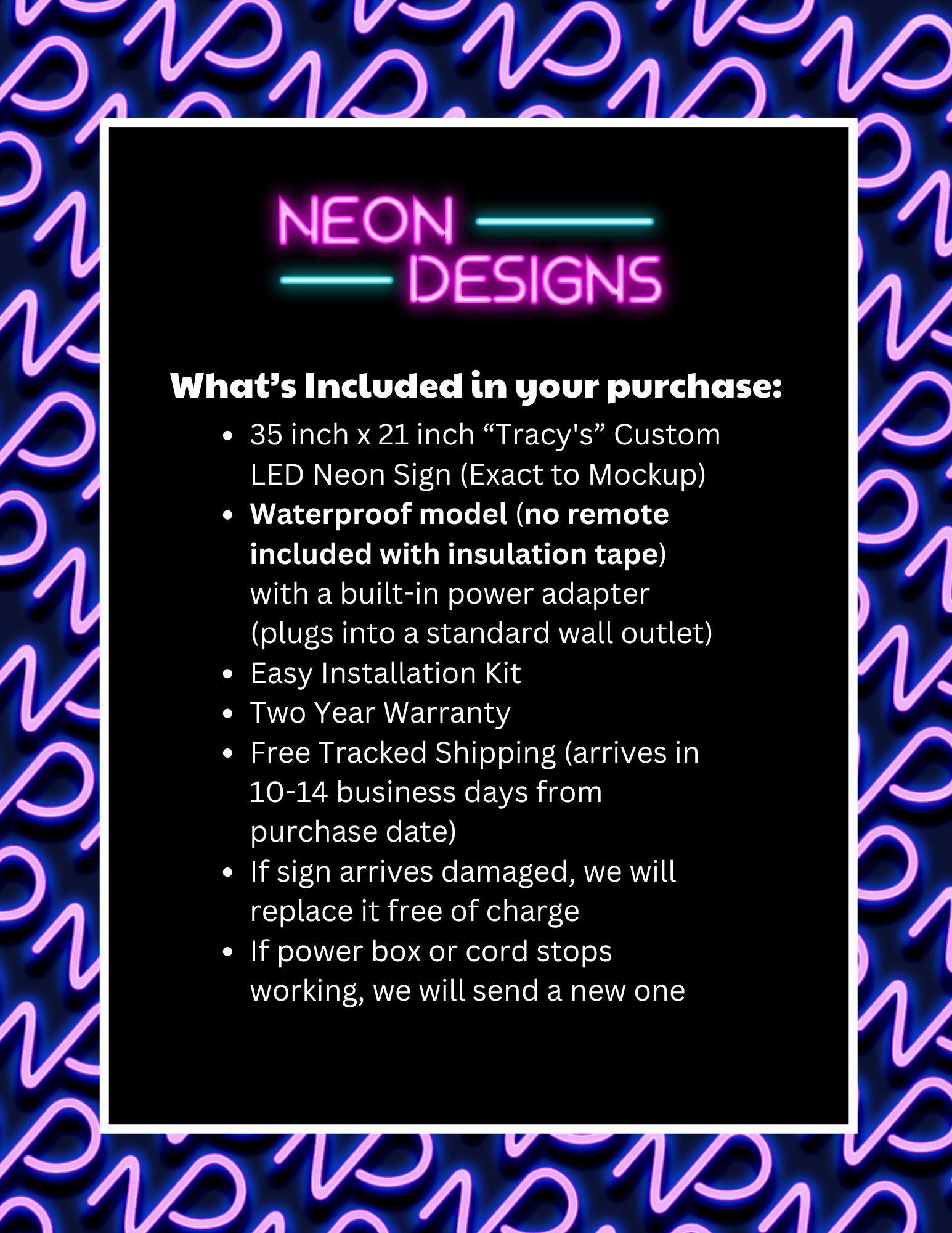 Tracy's - Premium Neon Artwork