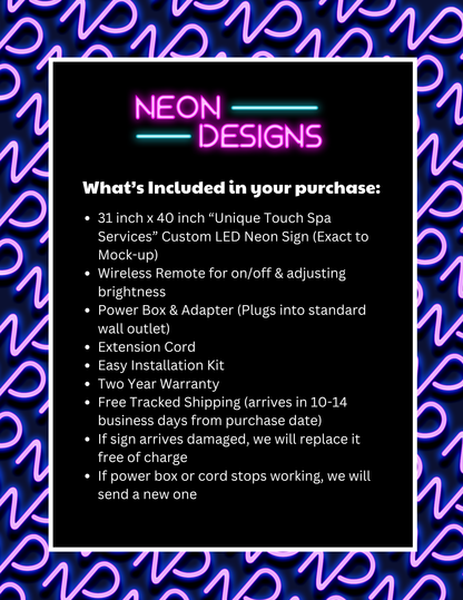 Unique Touch Spa Services - Premium Neon Artwork