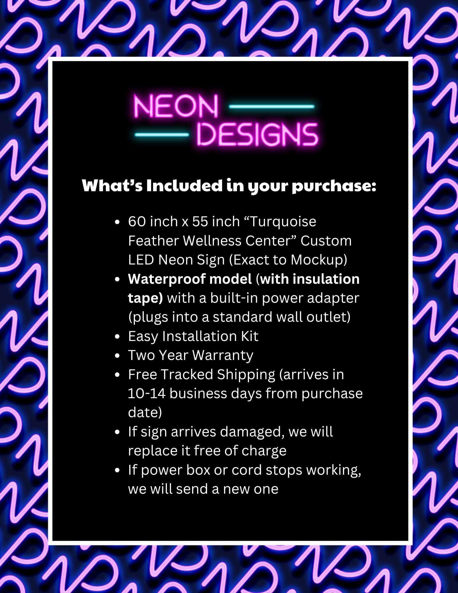 Turquoise Feather Wellness Center - Premium Neon Artwork
