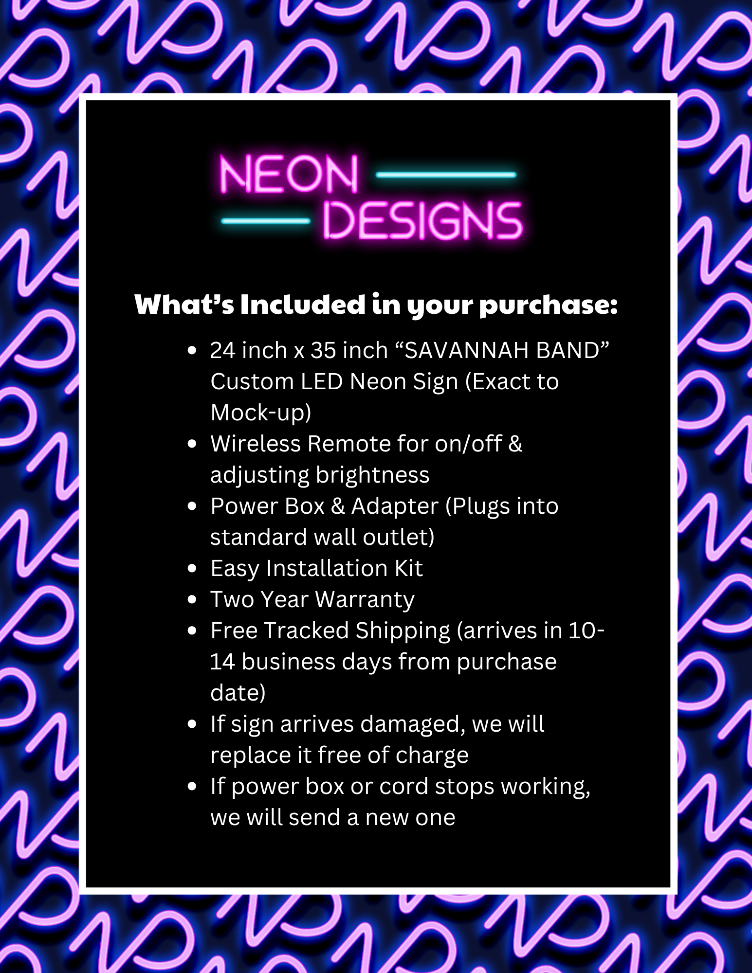 SAVANNAH BAND | 2nd Version - Premium Neon Artwork