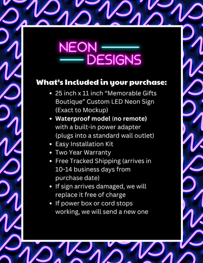 Memorable Gifts Boutique - Premium Neon Artwork