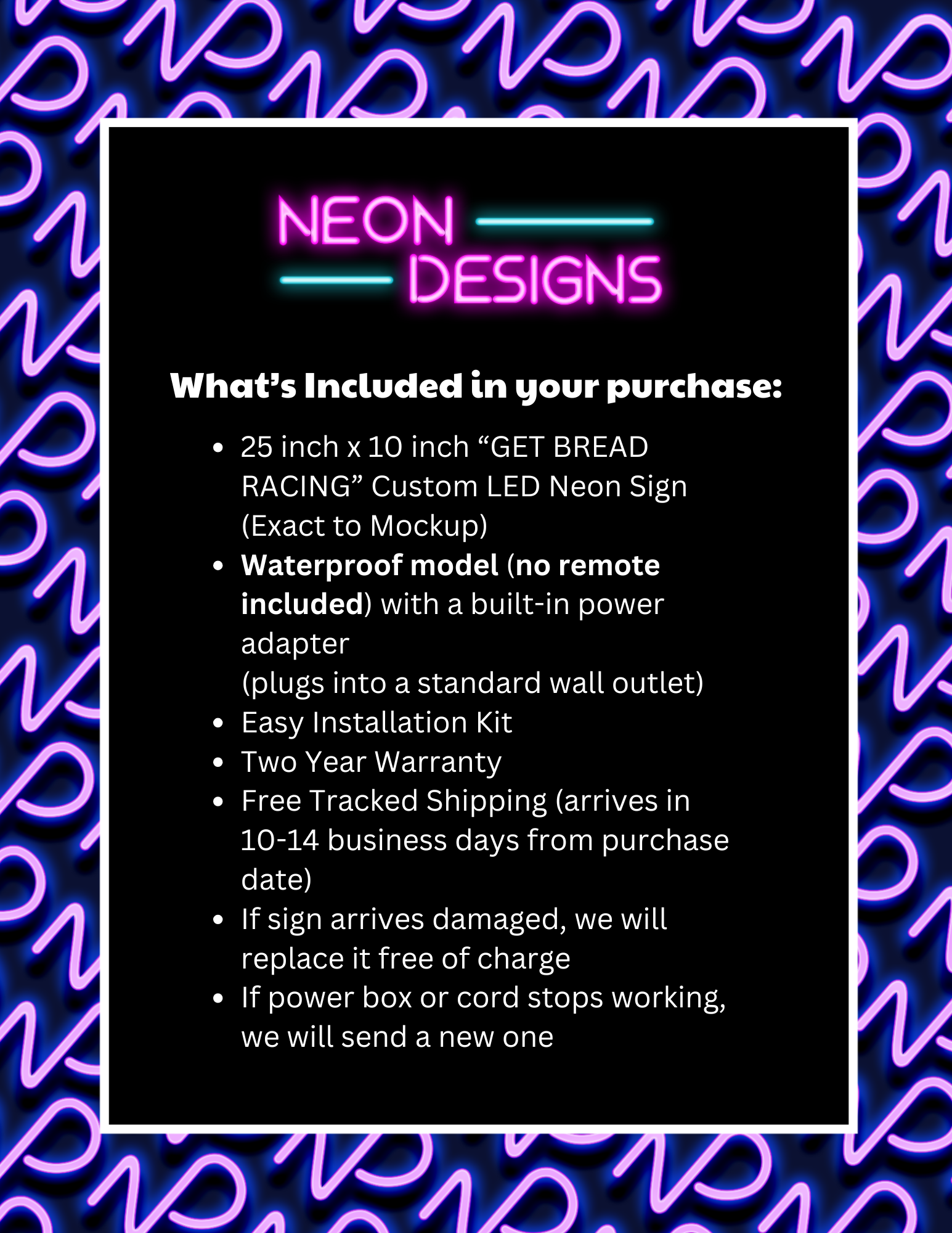 GET BREAD RACING - Premium Neon Artwork