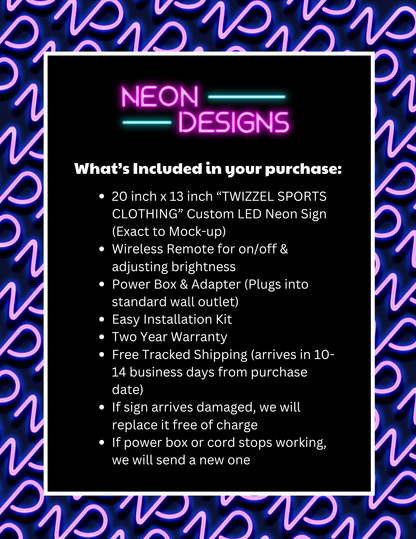 TWIZZEL SPORTS CLOTHING - Premium Neon Artwork