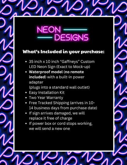 GAFFNEY'S A Saratoga Edition - Premium Neon Artwork