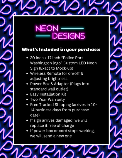 Police Port Washington logo - Premium Neon Artwork
