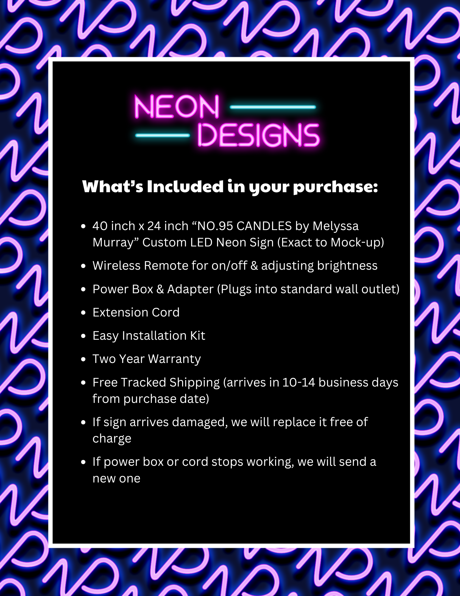 NO.95 CANDLES by Melyssa Murray - Premium Neon Artwork
