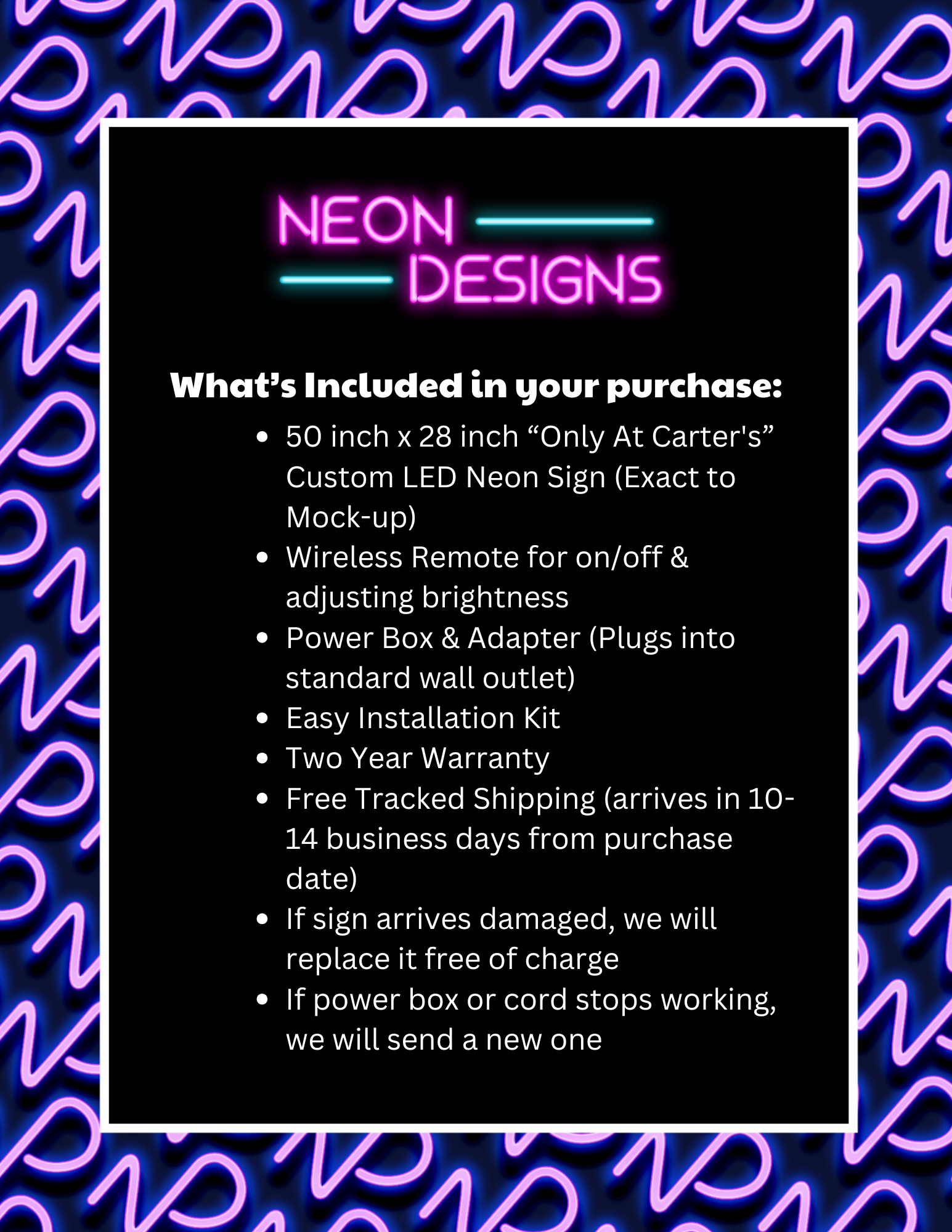 Only At Carter's - Premium Neon Artwork