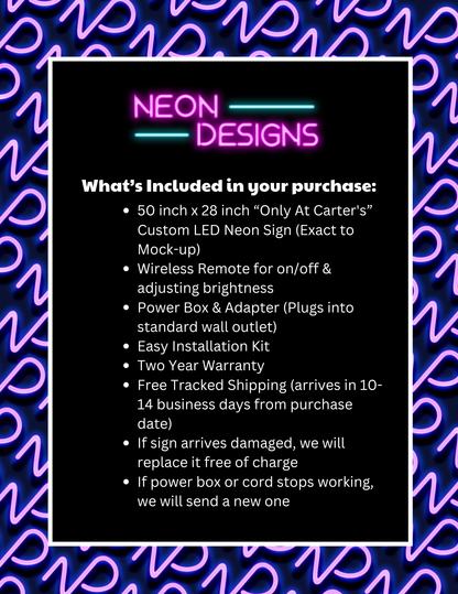 Only At Carter's - Premium Neon Artwork