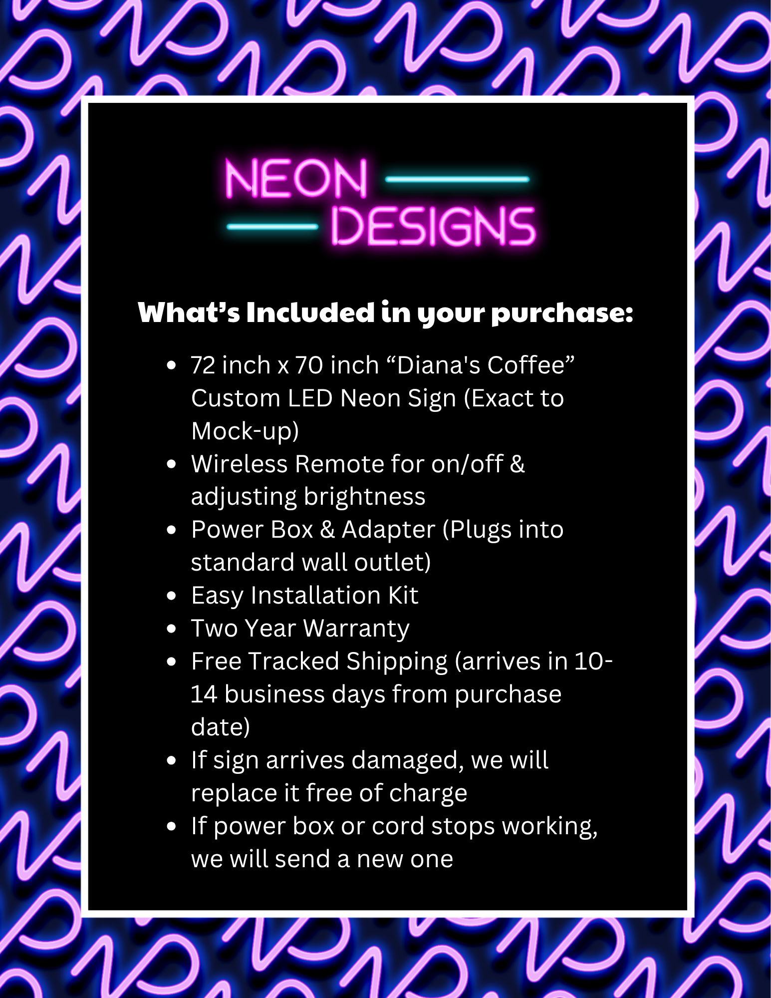 Diana's Coffee - Premium Neon Artwork