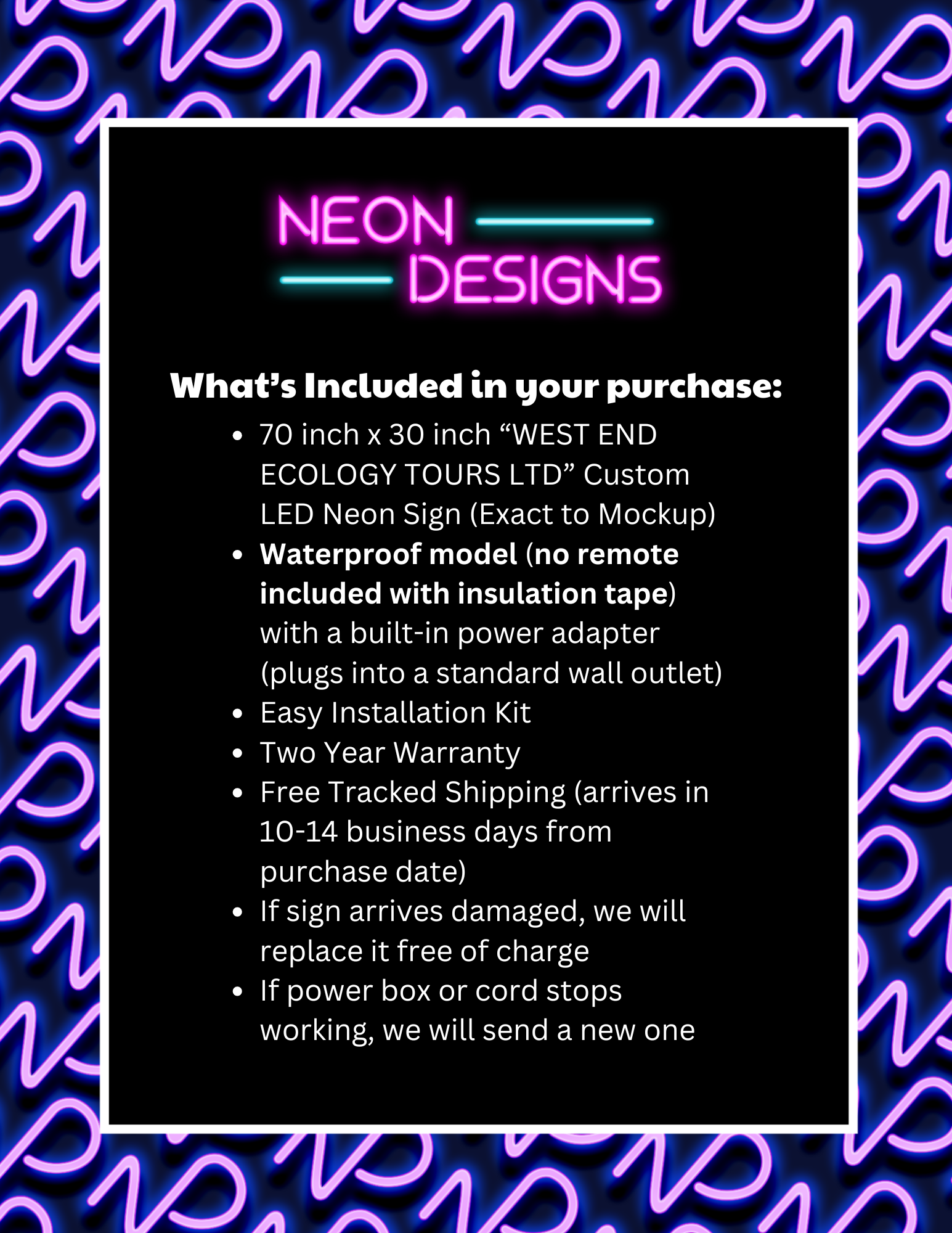 WEST END ECOLOGY TOURS LTD - Premium Neon Artwork