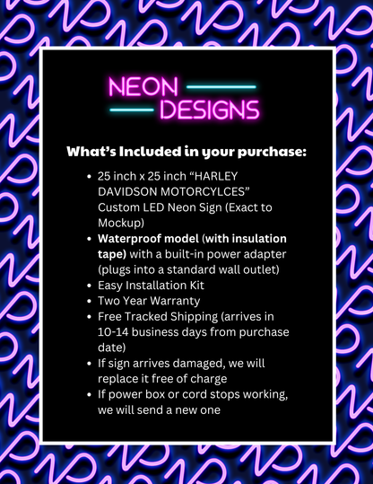 HARLEY DAVIDSON MOTORCYLCES - Premium Neon Artwork