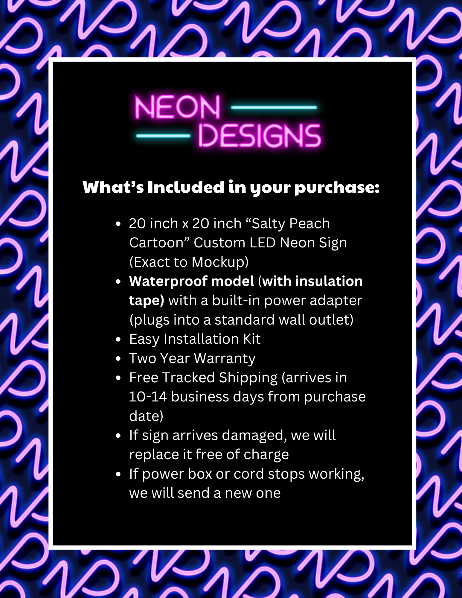 Salty Peach Cartoon - Premium Neon Artwork