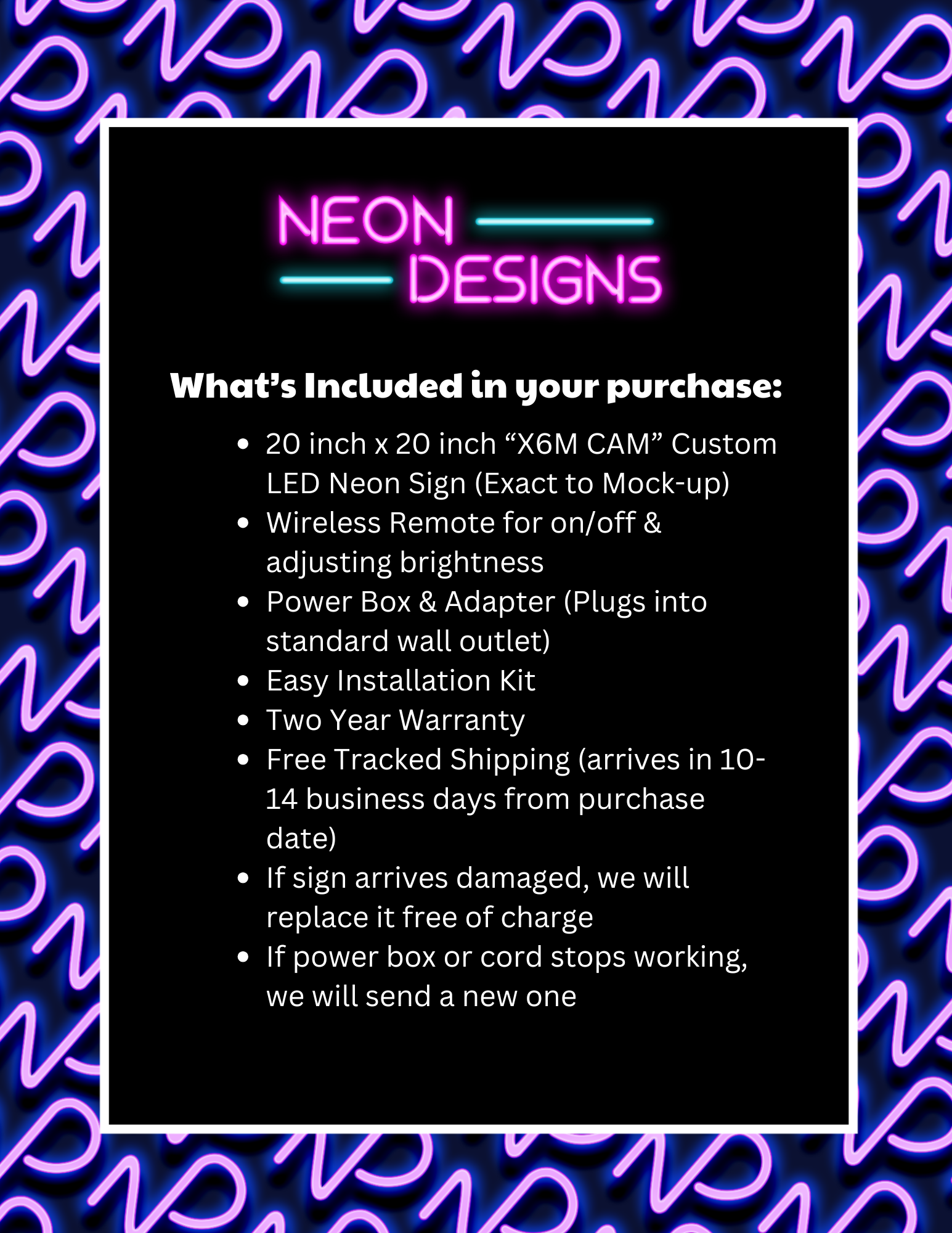 X6M CAM - Premium Neon Artwork