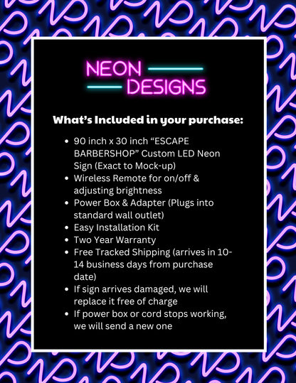 ESCAPE BARBERSHOP -  Premium Neon Artwork