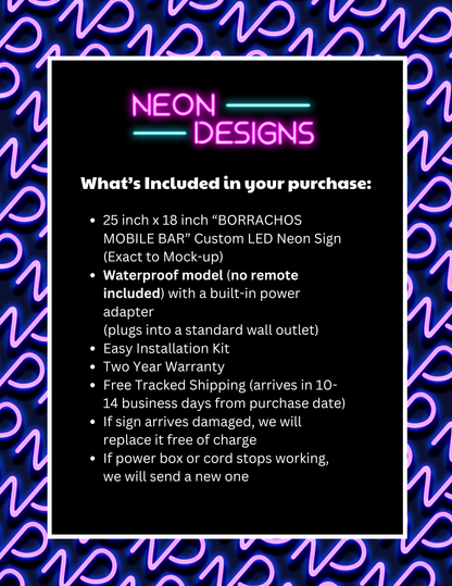 BORRACHOS MOBILE BAR - Premium Neon Artwork
