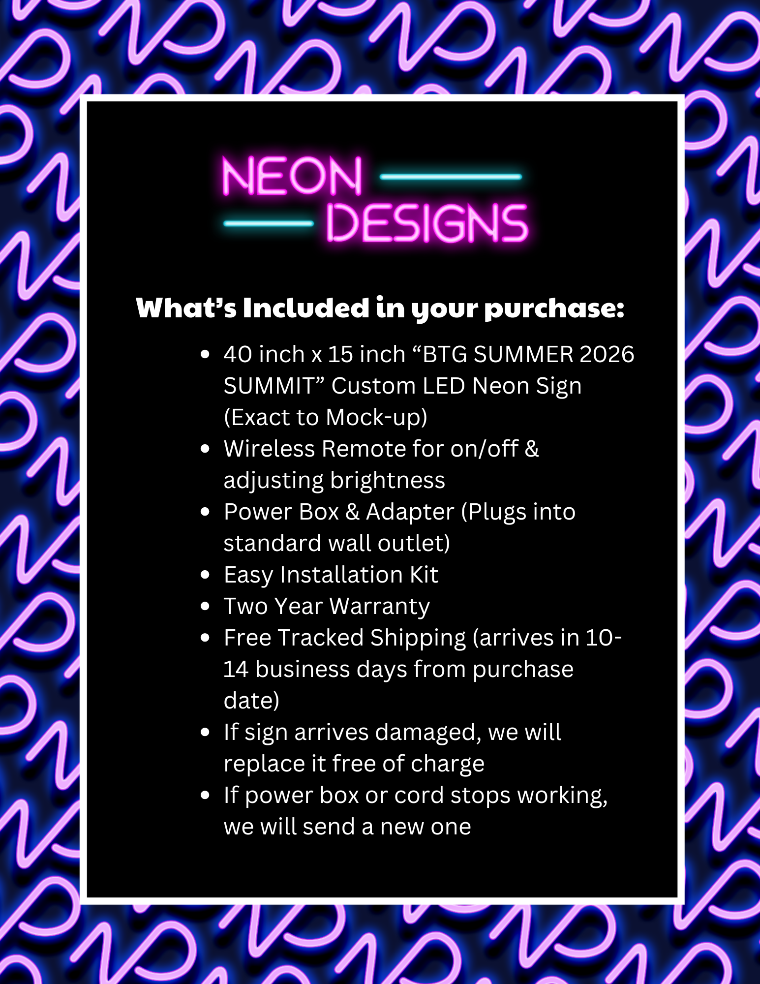 BTG SUMMER 2026 SUMMIT - Premium Neon Artwork