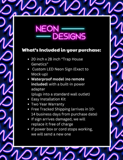 Trap House Genetics - Premium Neon Artwork