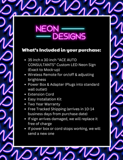 ACE AUTO CONSULTANTS - Premium Neon Artwork