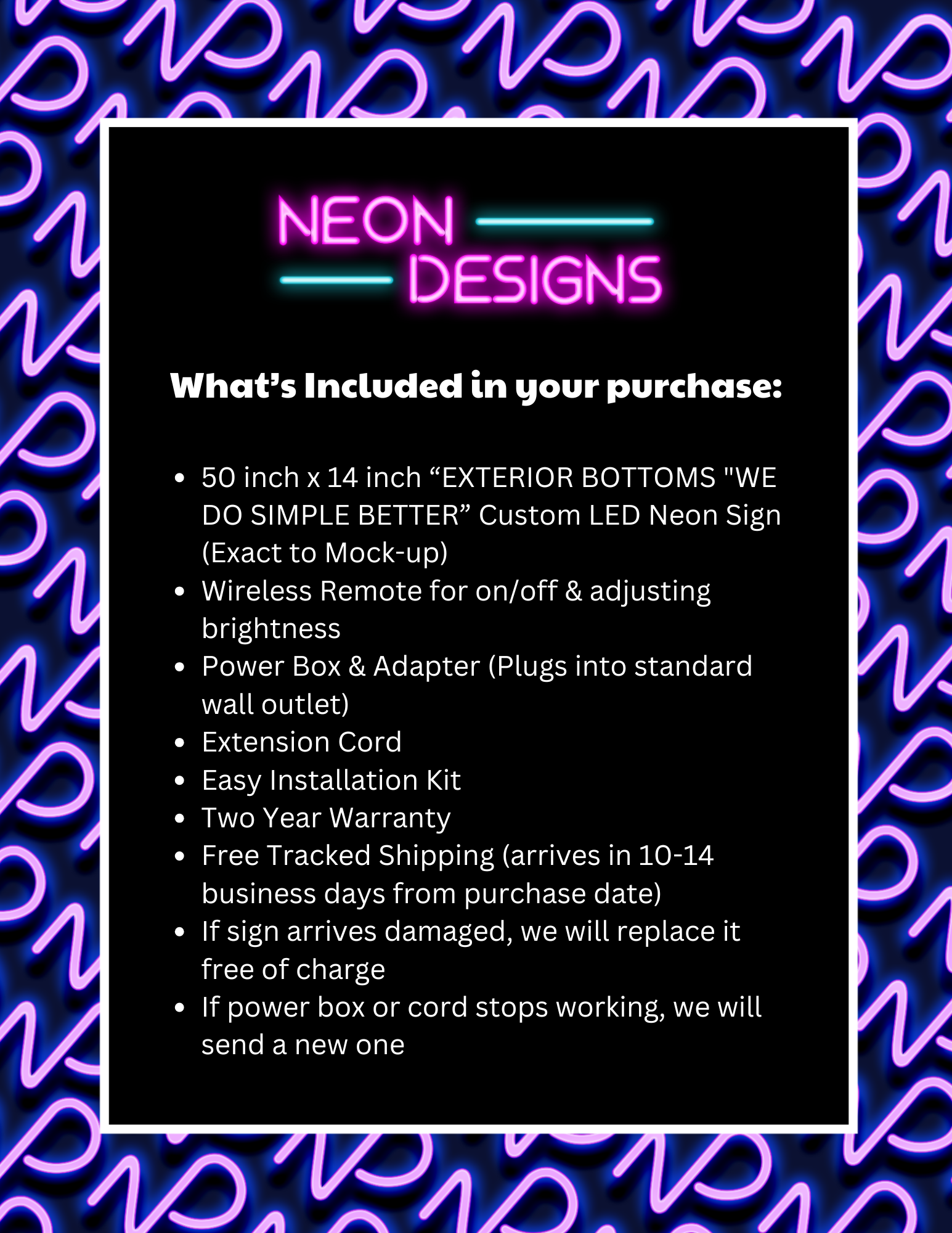 EXTERIOR BOTTOMS "WE DO SIMPLE BETTER" - Premium Neon Artwork
