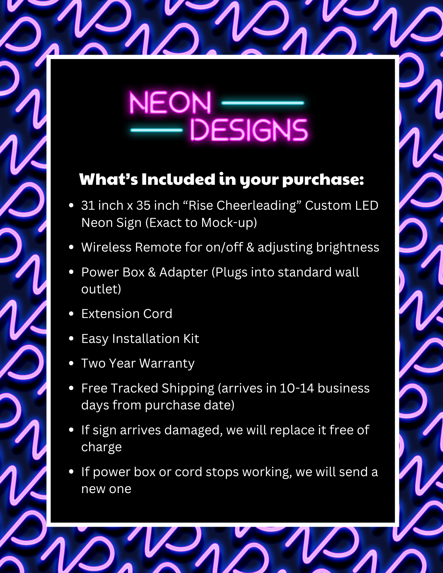 Rise Cheerleading - Premium Neon Artwork