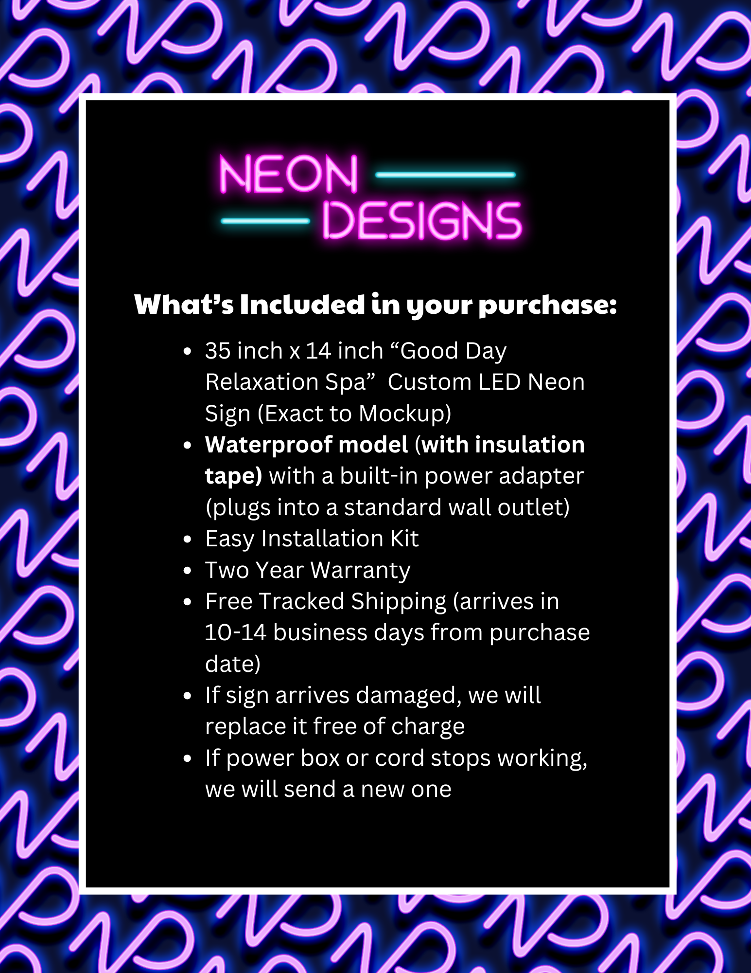 Good Day Relaxation Spa | 2nd Version - Premium Neon Artwork