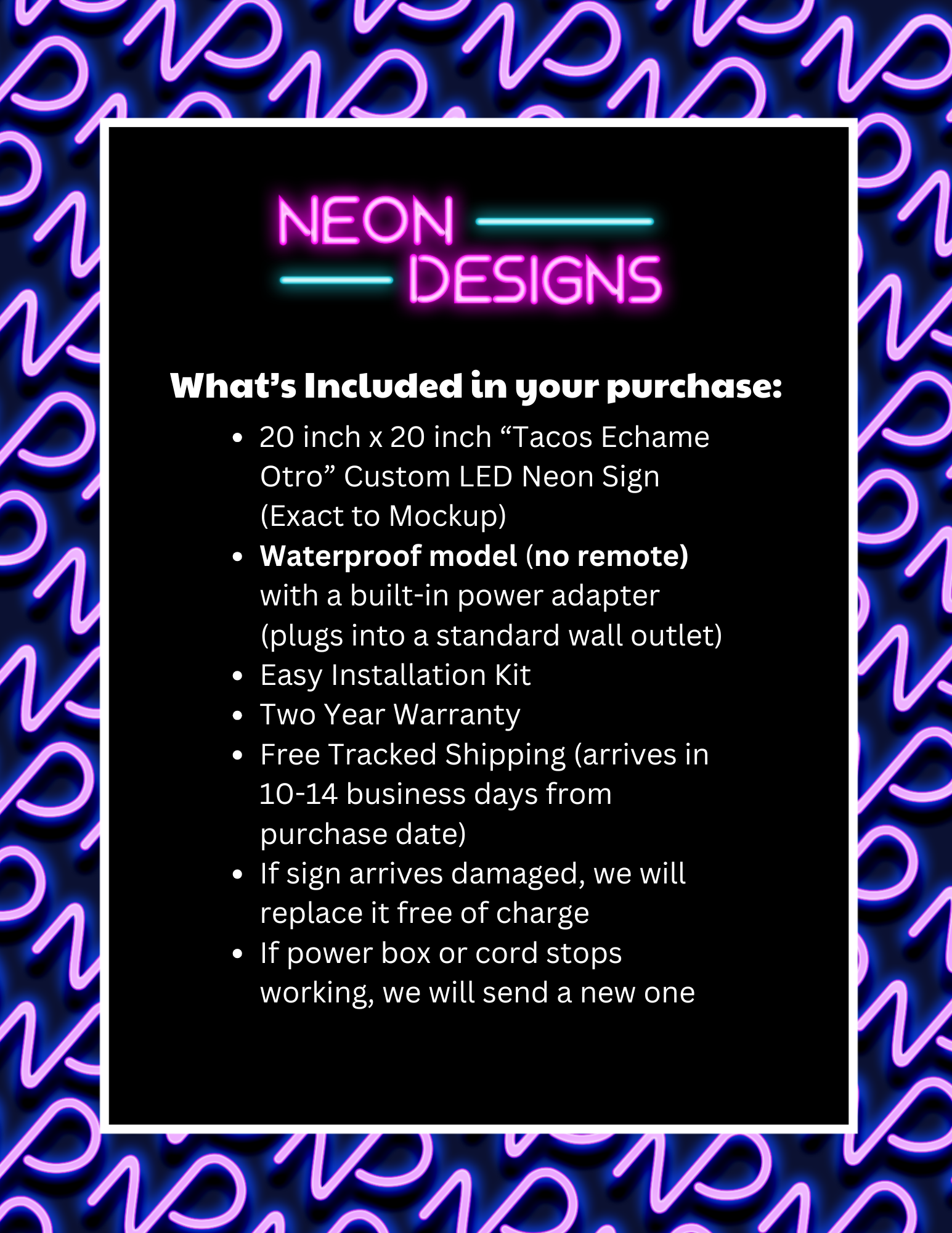 Tacos Echame Otro - Premium Neon Artwork