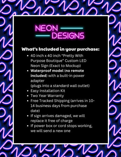 Pretty With Purpose Boutique - Premium Neon Artwork