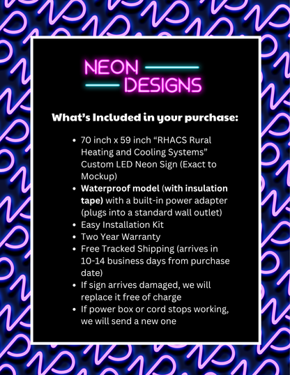 RHACS Rural Heating and Cooling Systems - Premium Neon Artwork