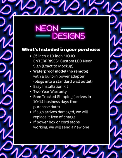 JOJO ENTERPRISES - Premium Neon Artwork