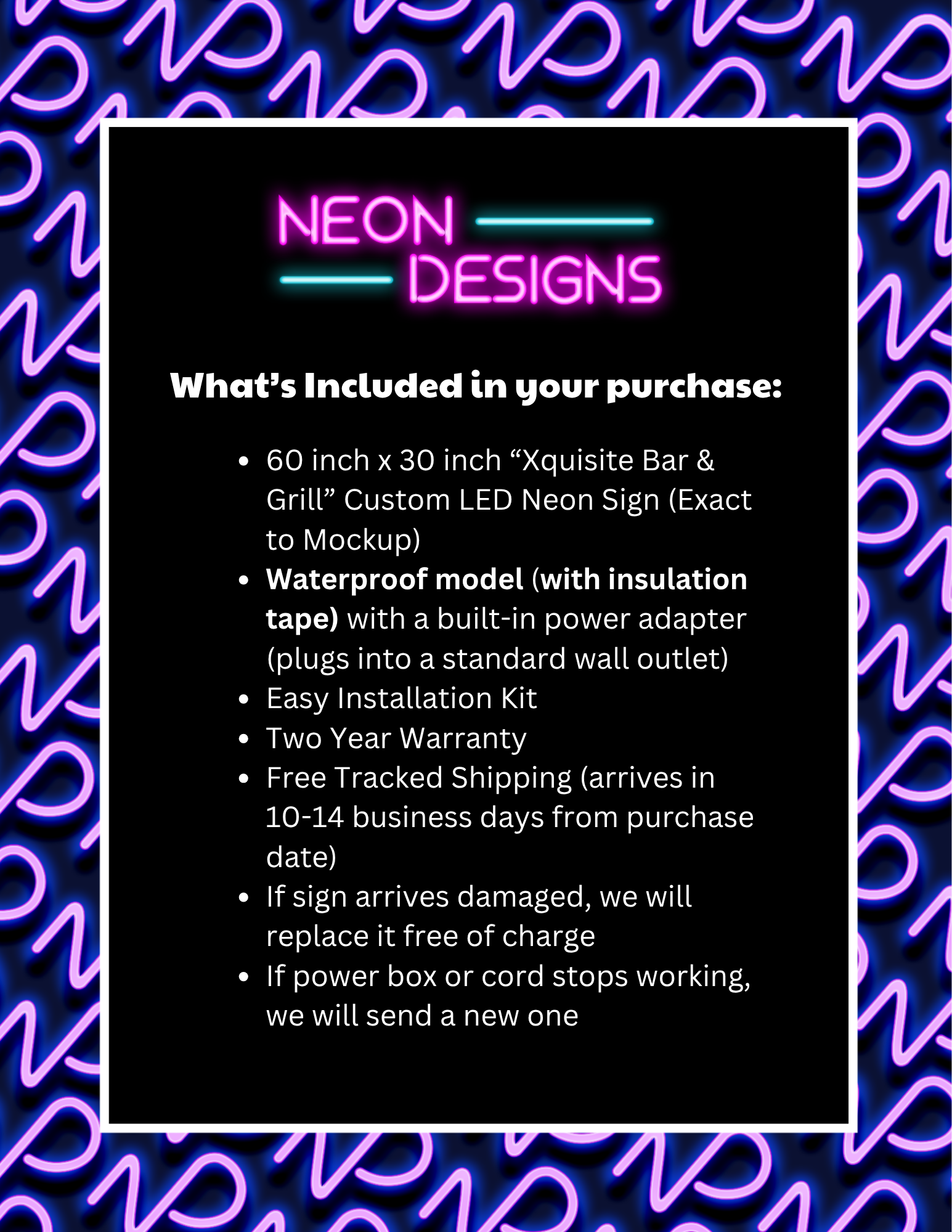 Xquisite Bar & Grill - Premium Neon Artwork