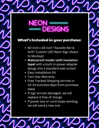 Xquisite Bar & Grill - Premium Neon Artwork