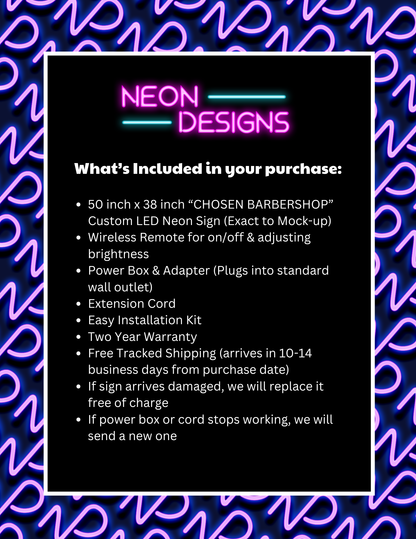 CHOSEN BARBERSHOP - Premium Neon Artwork