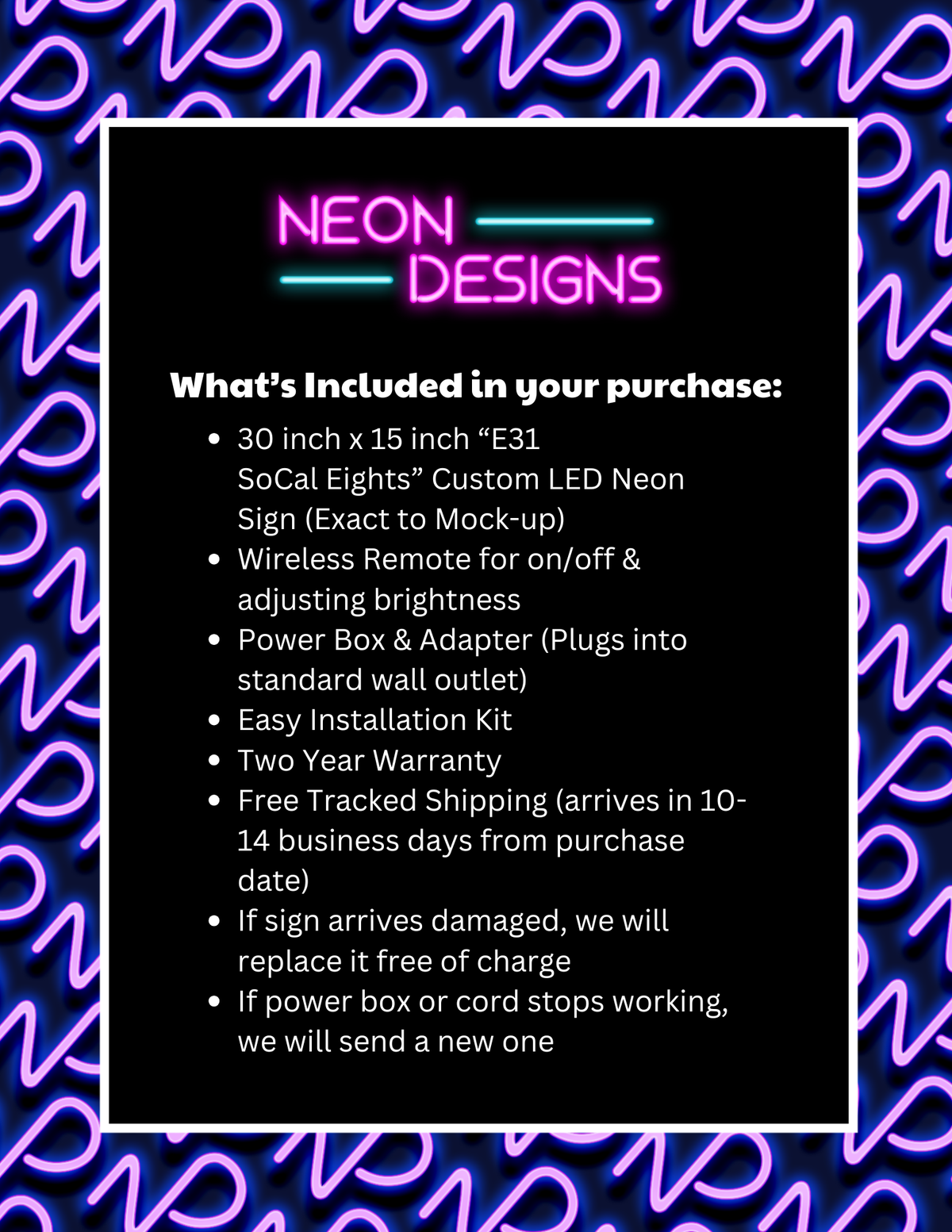 E31 SoCal Eights - Premium Neon Artwork