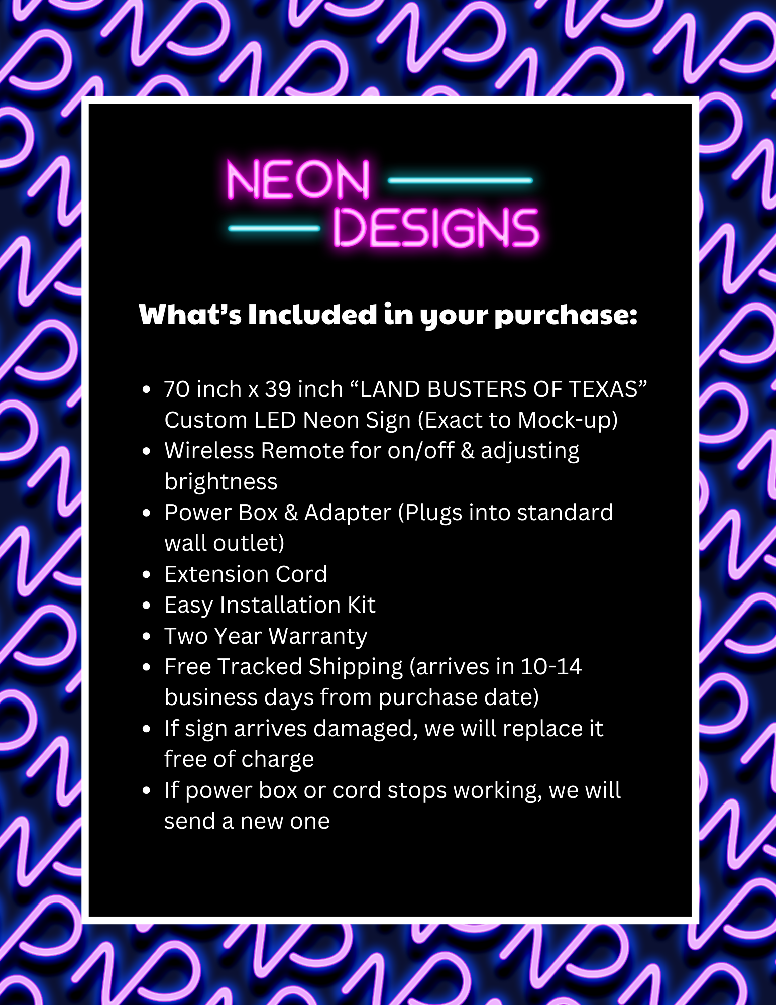 LAND BUSTERS OF TEXAS - Premium Neon Artwork