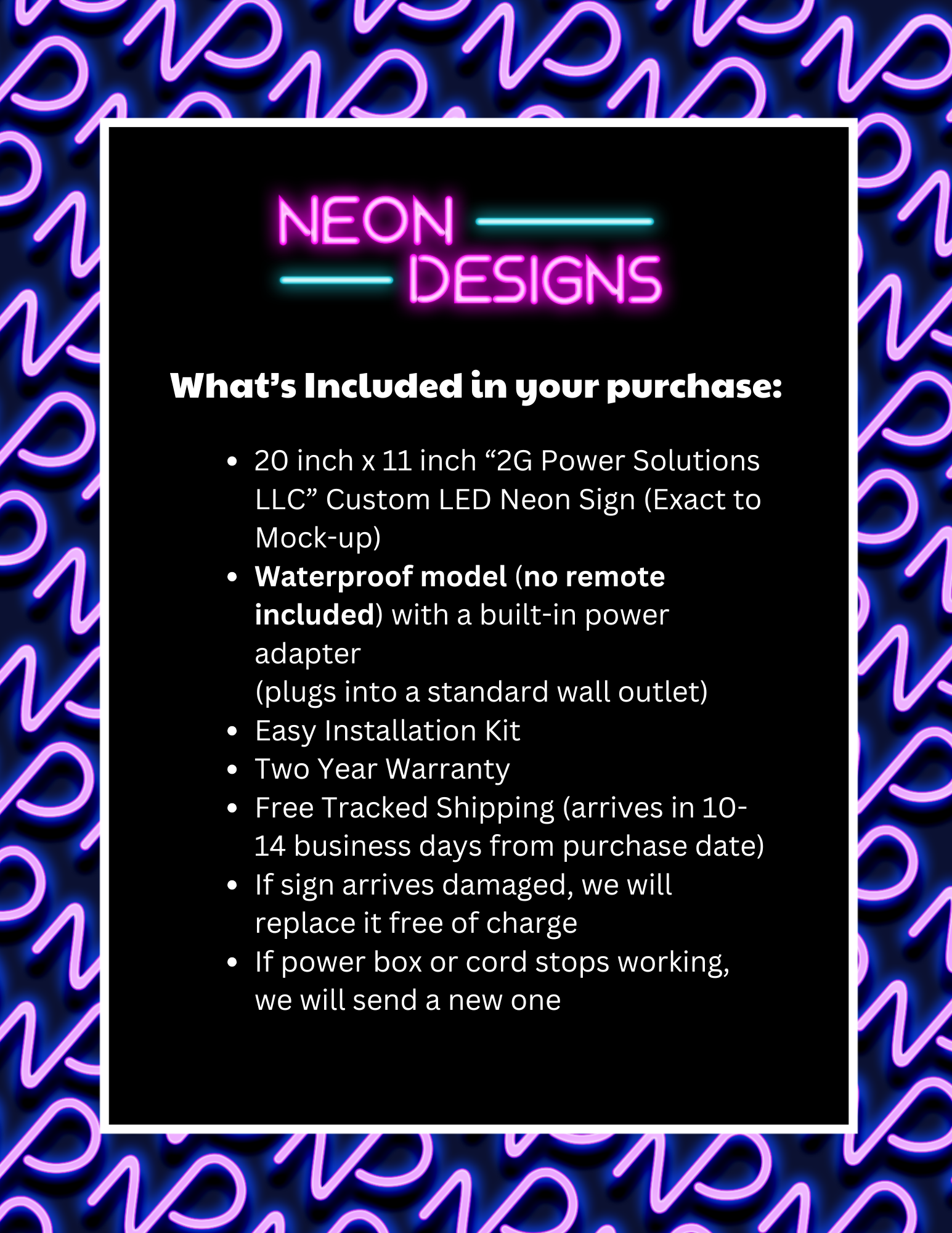 2G Power Solutions LLC - Premium Neon Artwork