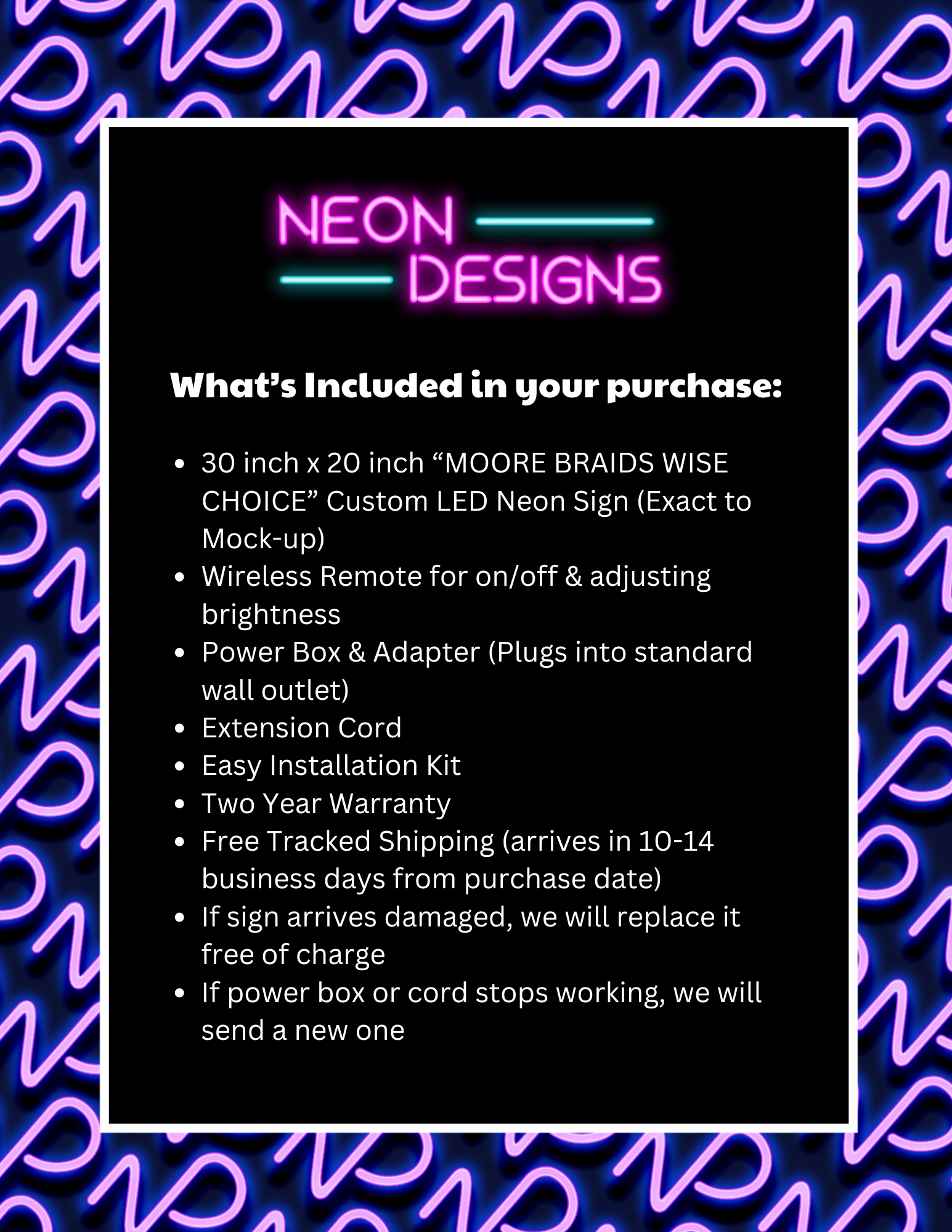 MOORE BRAIDS WISE CHOICE - Premium Neon Artwork