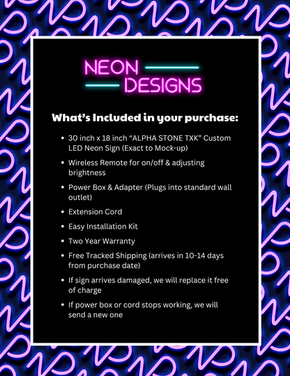 ALPHA STONE TXK - Premium Neon Artwork