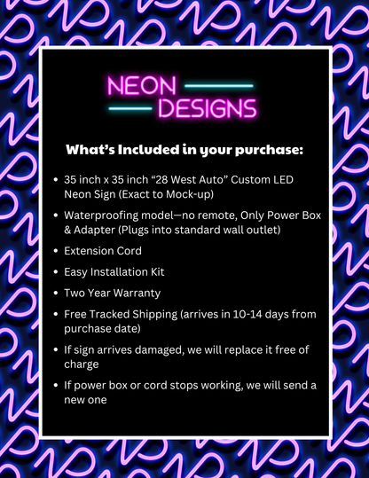 28 West Auto - Premium Neon Artwork