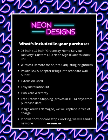 Greenway Home Service Delivery - Premium Neon Artwork