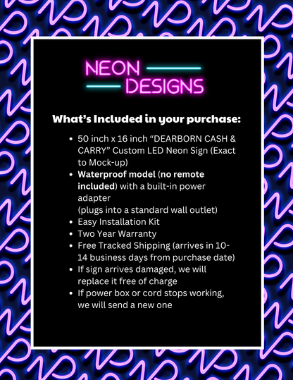 DEARBORN CASH & CARRY - Premium Neon Artwork