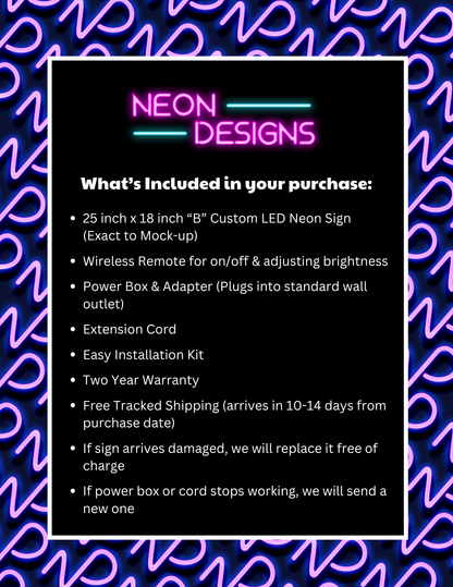 B - Premium Neon Artwork